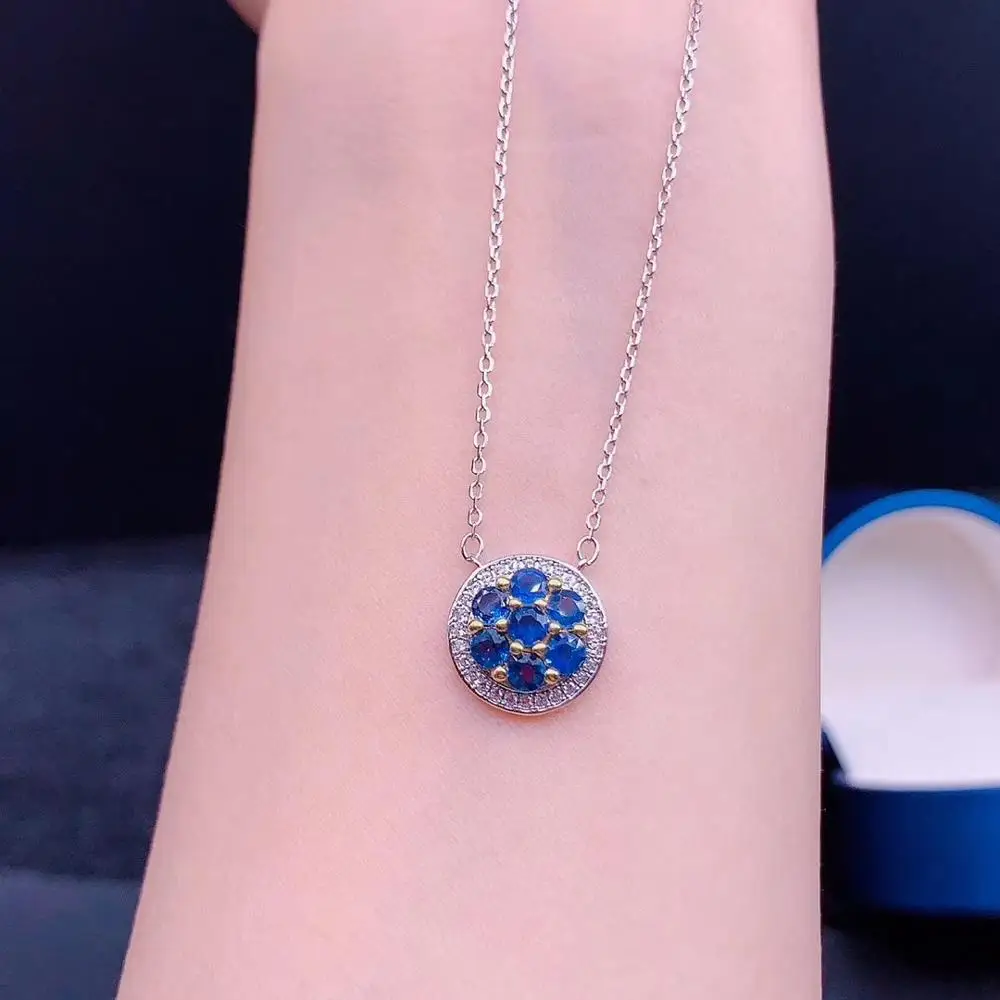 Ожерелье из натурального сапфира новый стиль китайской горной местности серебро