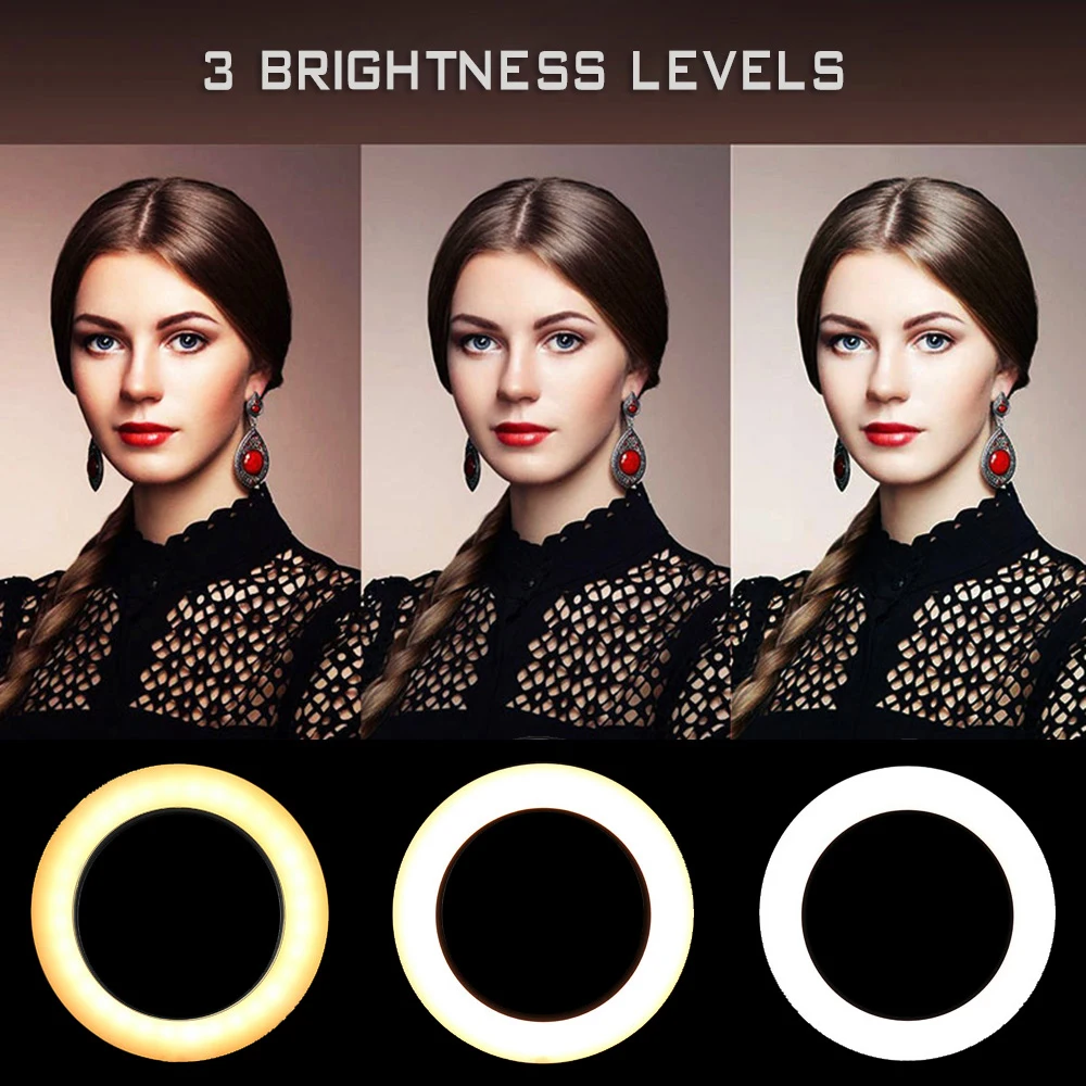 С регулируемой яркостью 6 дюймовая мини светодиодный настольный видео кольцевой