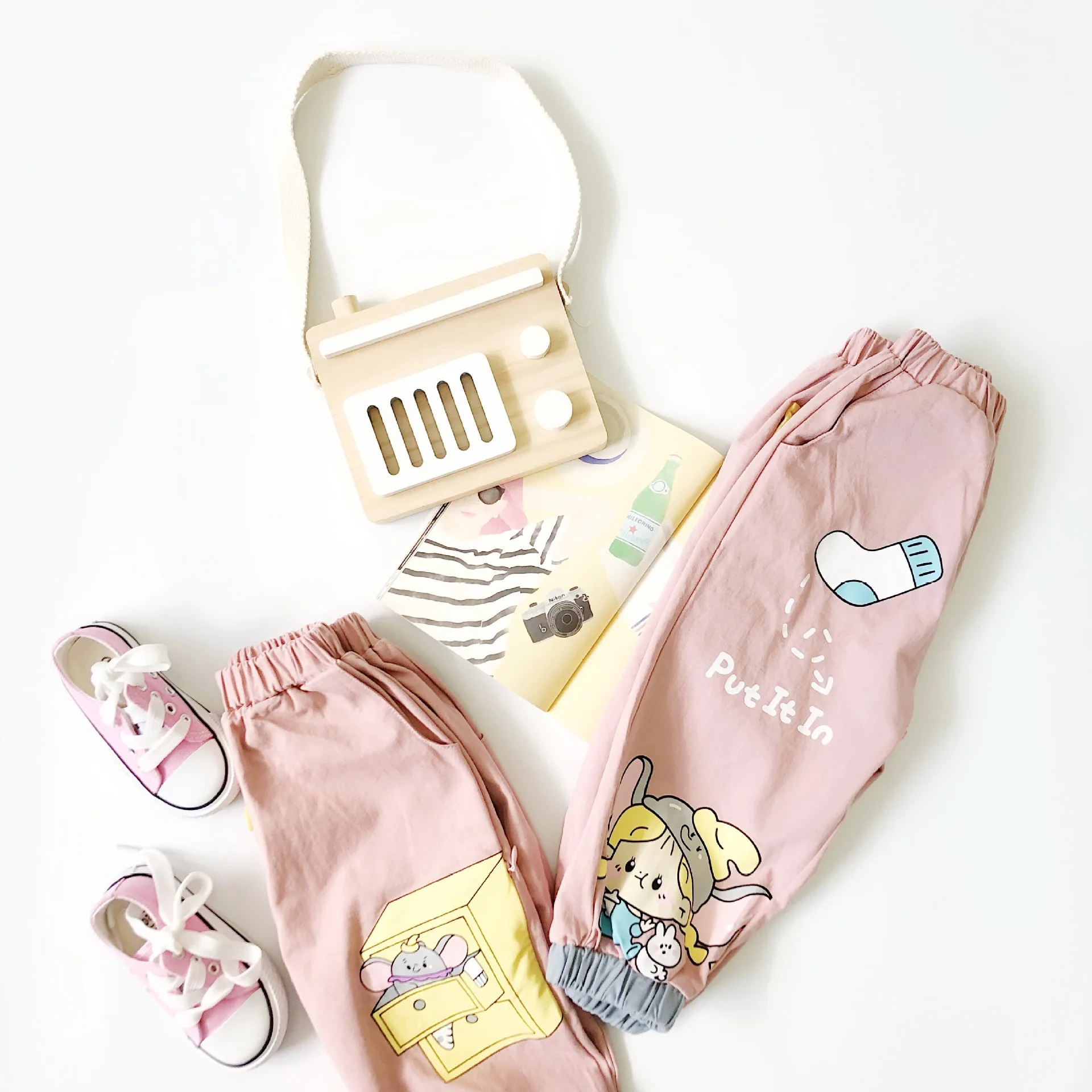 Tonytaobaby/Новые Осенние штаны с рисунком для маленьких девочек розовые штаны с изображением слона для девочек детские осенние