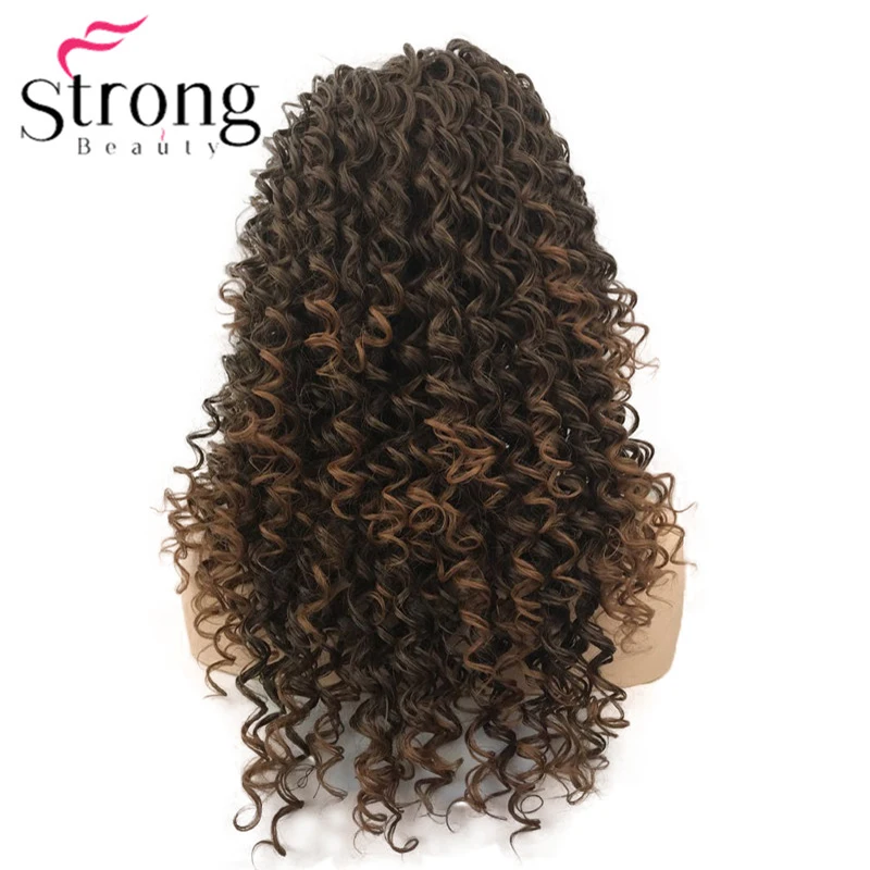 StrongBeauty Lace Front Wig Long Curly Brown Highlighted Heat Ok Synthetic Hair COLOUR CHOICES | Шиньоны и парики