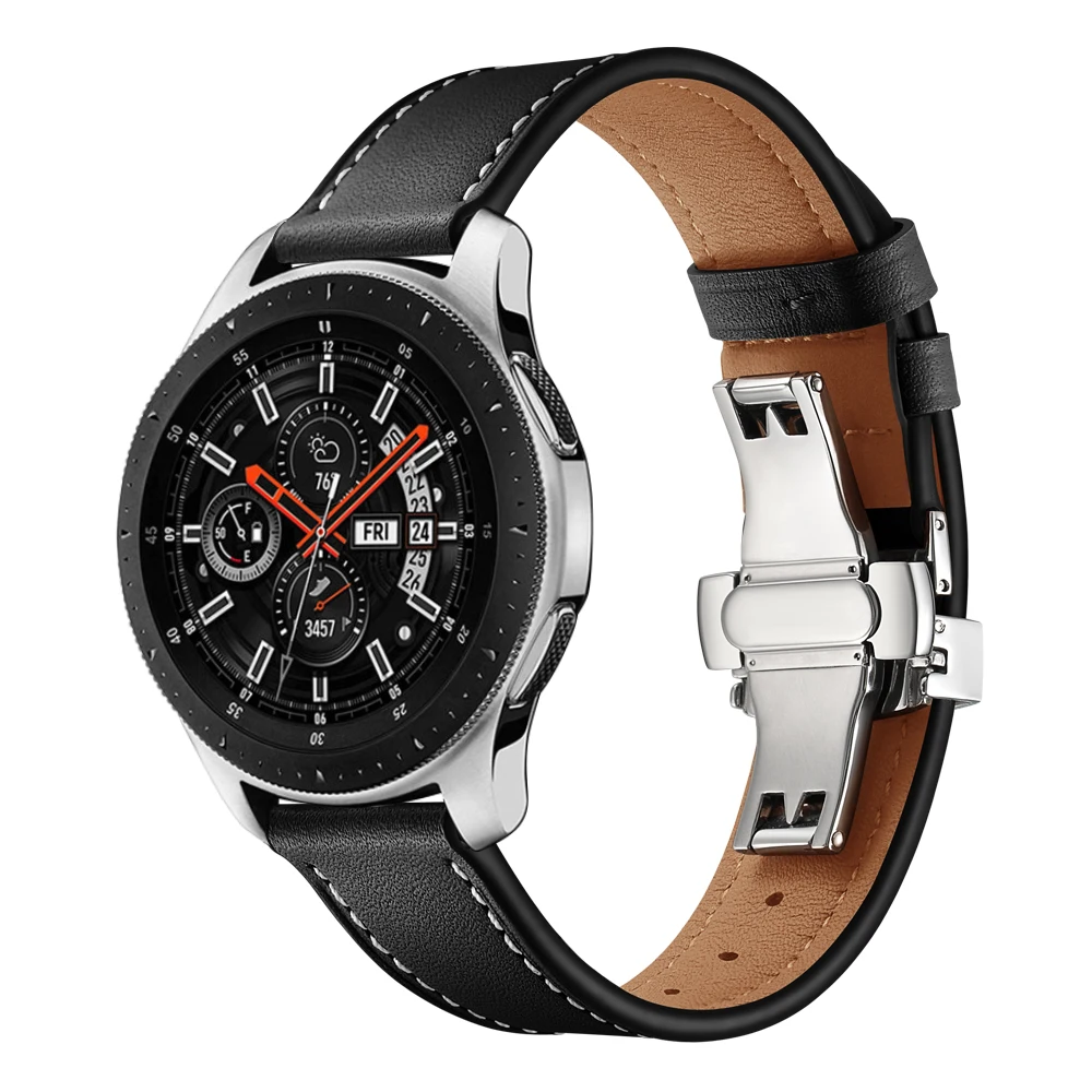 

Genuine Leather Watchbands For Samsung Galaxy Watch 3 45mm 41mm Active 2 44mm 40mm Strap For Gear S3 Band Huawei Watch GT 2
