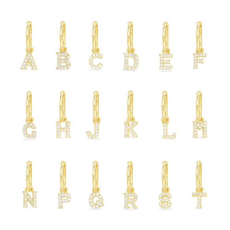 1 шт. золотые серьги капли с буквами и цирконием для женщин модные подвески