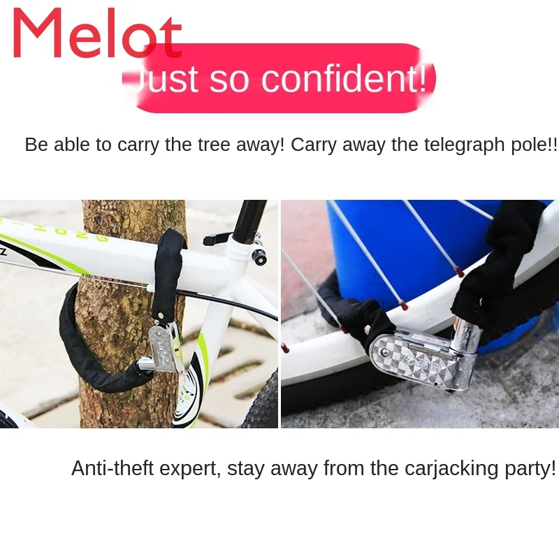 

Bicycle Lock Chain Lock Security Lock Mountain Bicycle Lock Chain Lock Motorcycle Electromobile Lock Shear-Resistant Lengthened