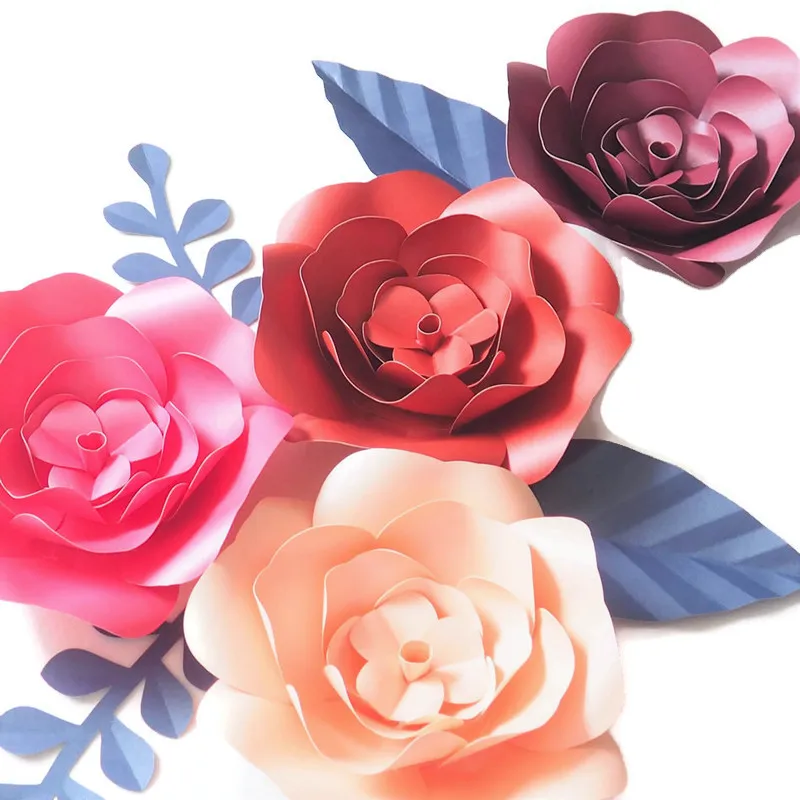 DIY Искусственные цветы гигантские бумажные 4 шт. из бумаги оставляют декор для