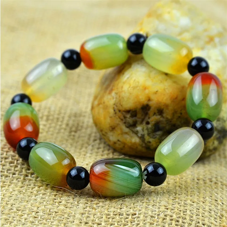 Браслет из черного агата и нефрита мужской женский браслет натурального