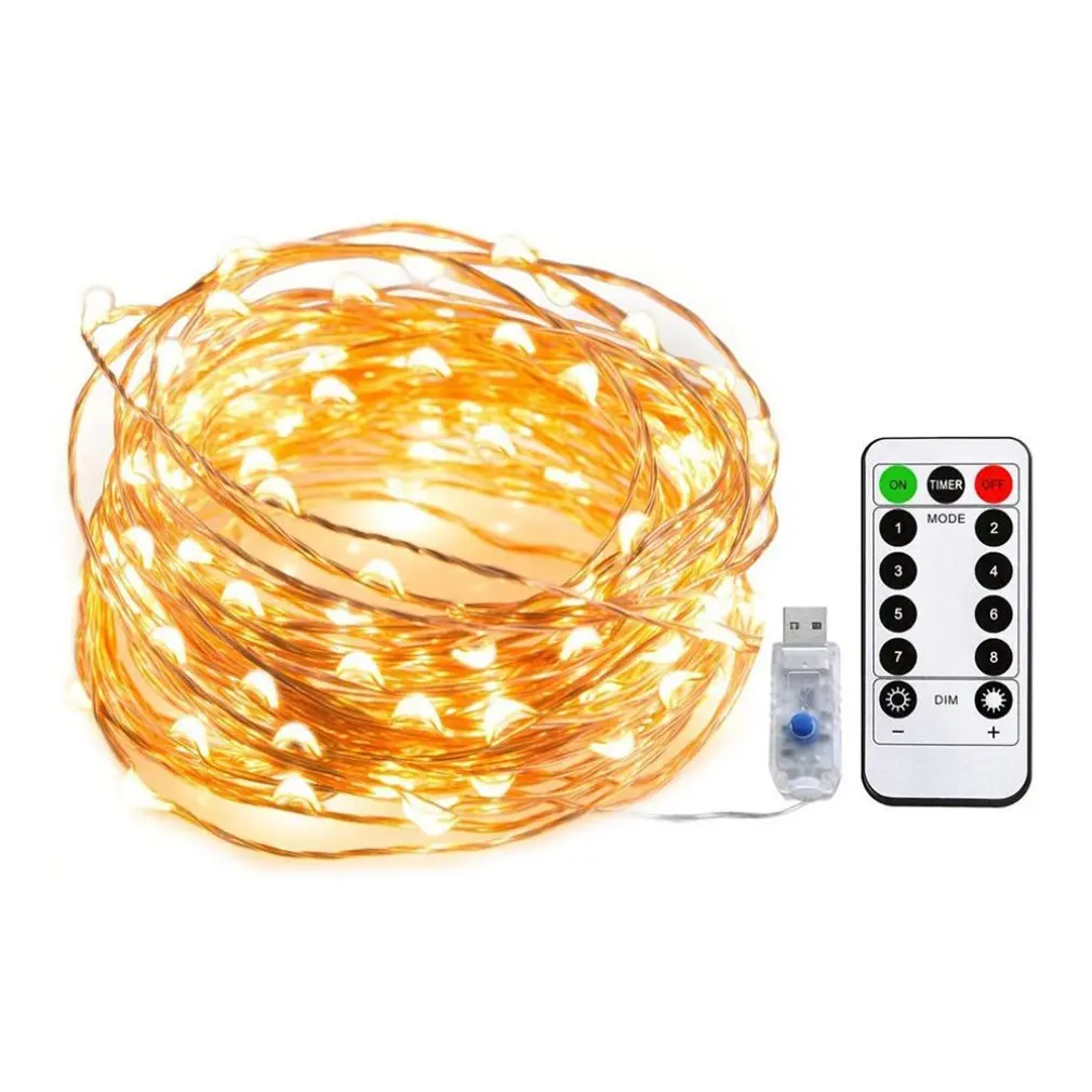 

100 LED 10M Copper Wire String Lights With Remote Control Outdoor Indoor Decorations For Wedding Party Home Garden Bedroom
