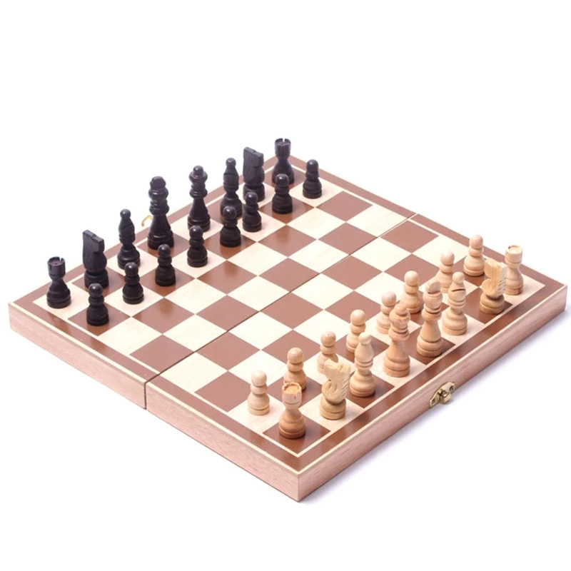 

Portable Travel International Chess Folding Wooden Chess Set Wooden Board Games Travel Family Party Chess Set International