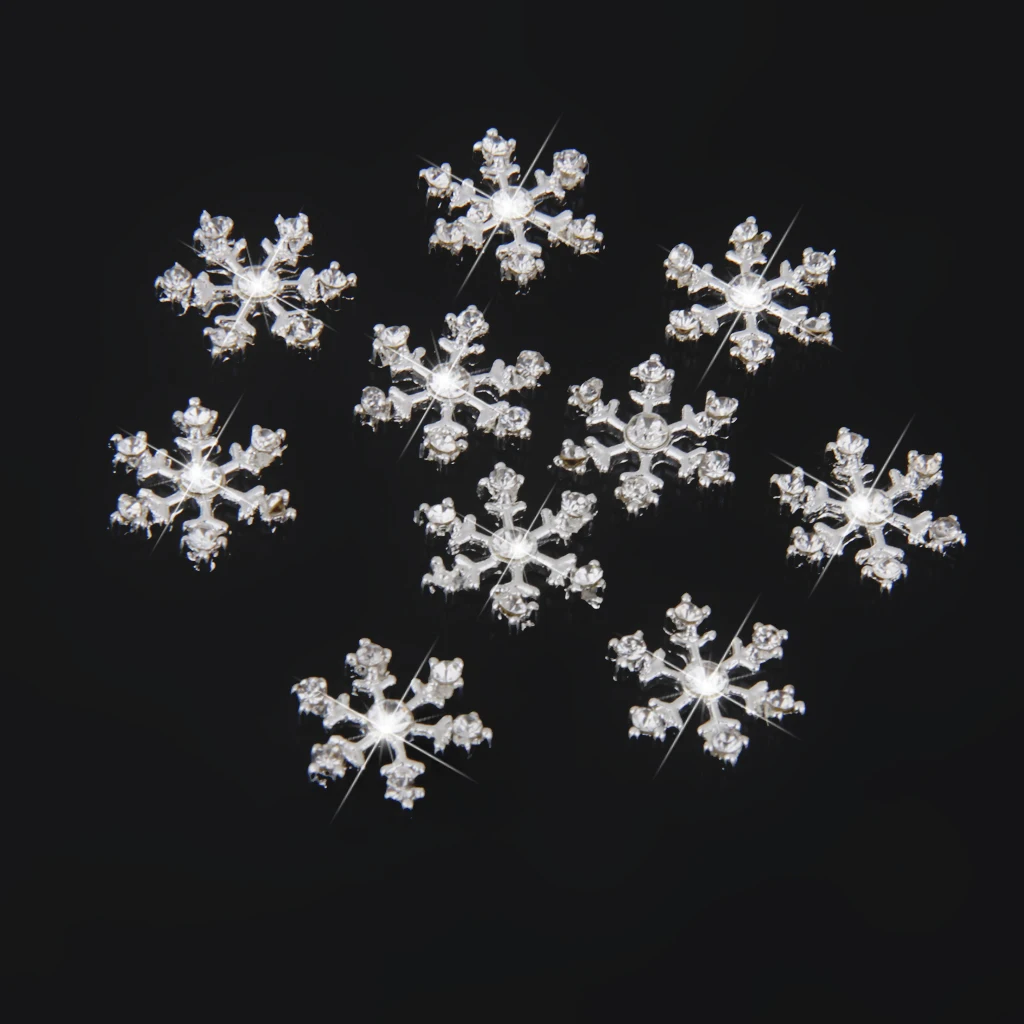 

10x Silver Rhinestone Snowflake Applique Embellishment Decoration 14mm