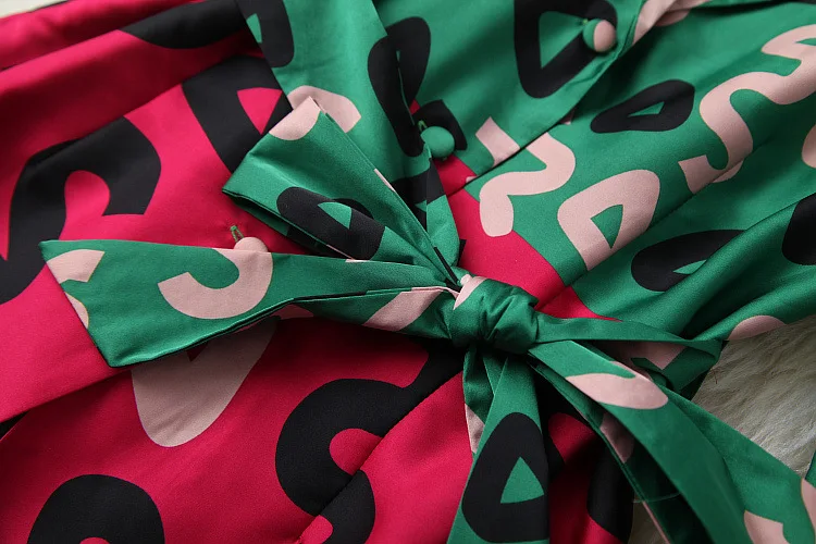 

European and American women's clothing new 2021 spring Printed shirt cropped sleeves bow Nine minutes of pants Fashion suits