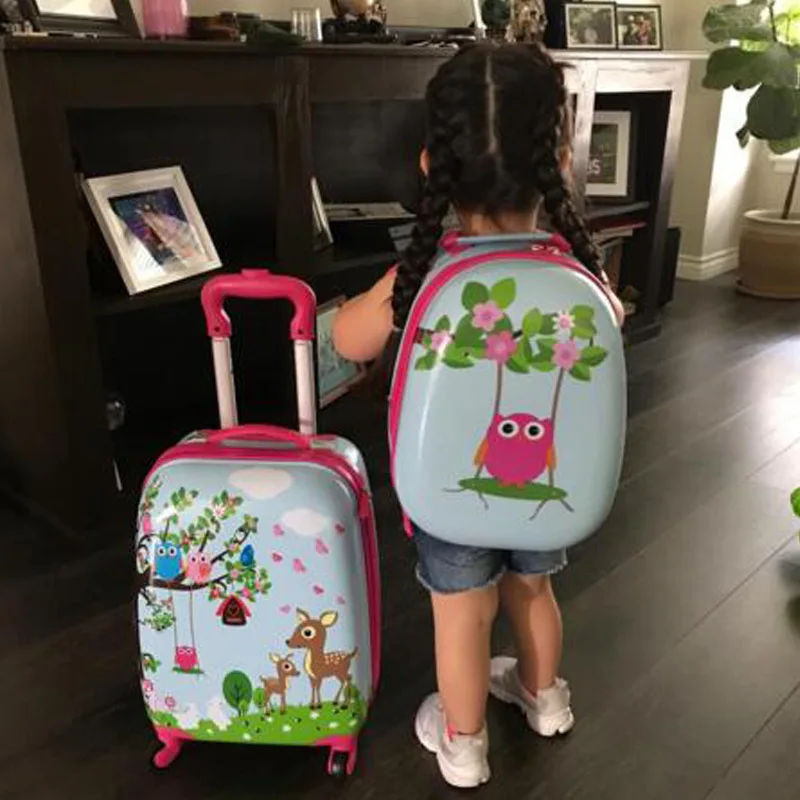 

Children cartoon shopping, driver's suitcase, backpack set, 13 inch beautiful bag, 18 inch rolling bag, suitcase