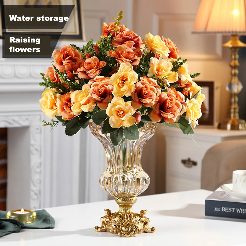 Crystal glass vase decoration living room dried flower arrangement coffee table TV cabinet water Дом и сад