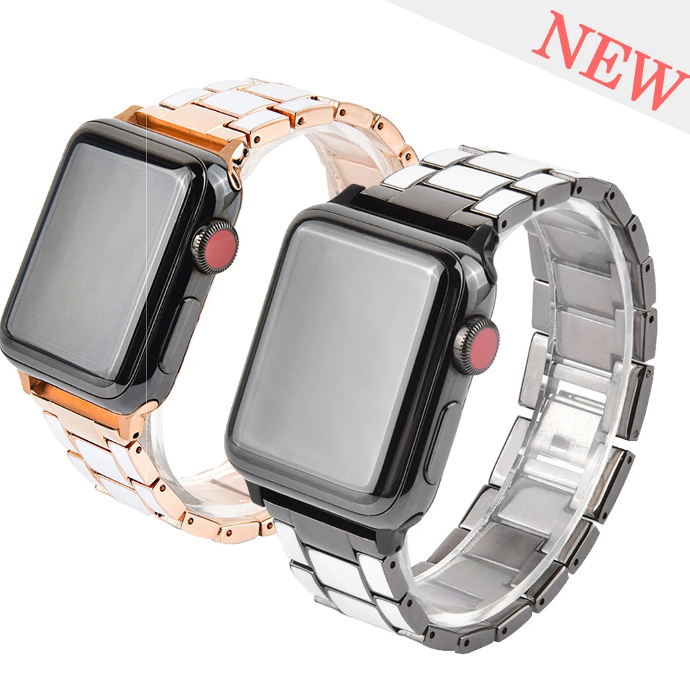 Ремешок из нержавеющей стали для Apple Watch band 44 мм 40 металлический браслет iWatch 42 мм/38