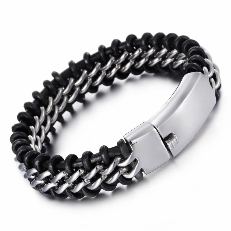 Новинка кожаный браслет в стиле ретро 22 см из нержавеющей стали Дубай золотой