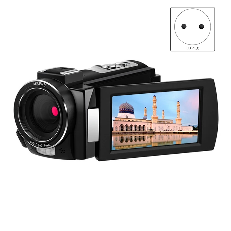 4K 60FPS Video Camera Camcorder Ultra HD 30MP Vlogging Digital Recorder 3.0In IPS Screen IR Night(EU Plug) | Безопасность и защита