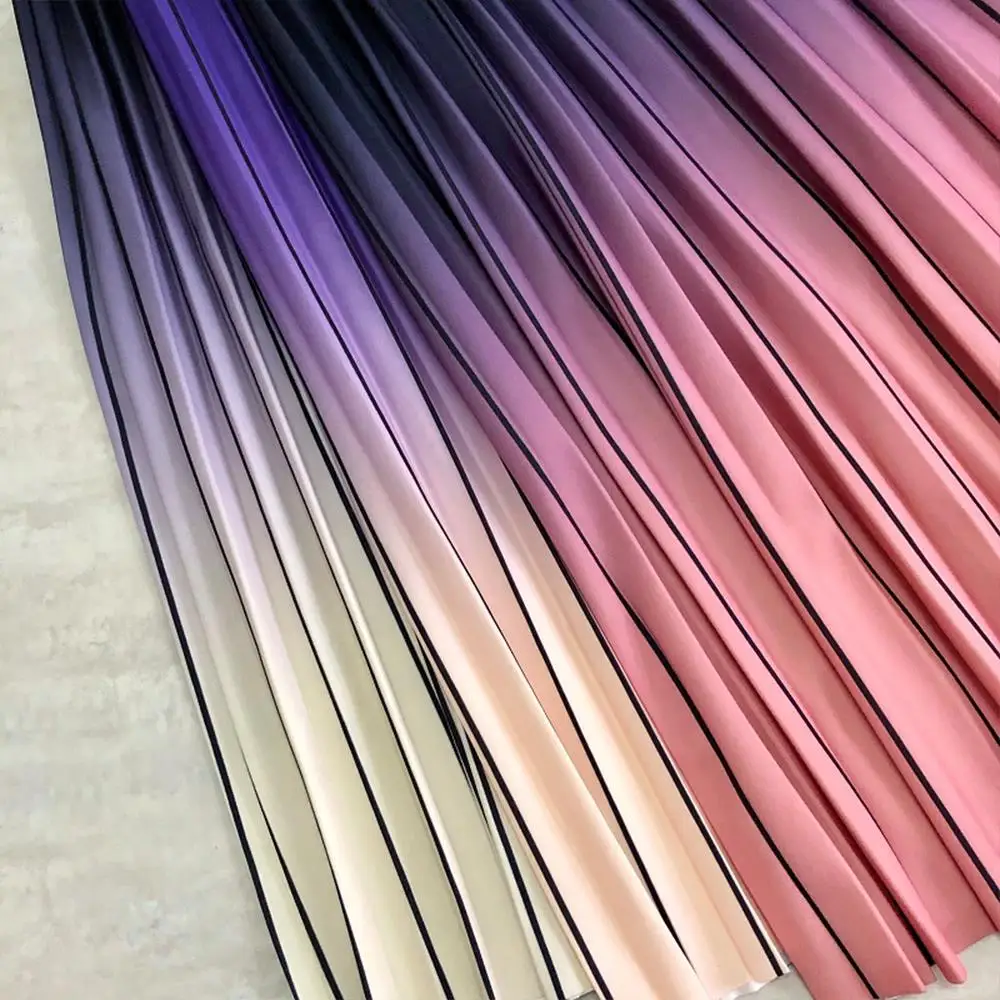 Женская плиссированная юбка средней длины Повседневная Длинная градиентного