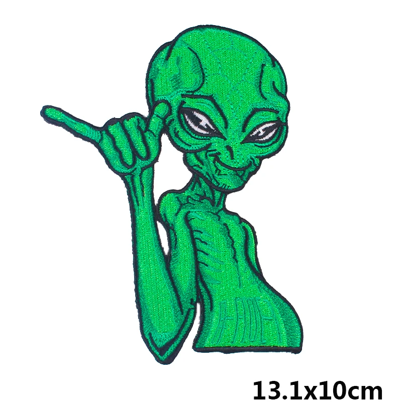 Prajna Hippie Patches Iron On Embroidered For Clothes Stripes Space UFO Alien Patch Rock Skull Ironing Parches Accessory | Дом и сад