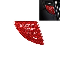 1 pc real carbon fiber red black car engine start stop push button cover sticker interior accessories fit for cadillac ats ats l