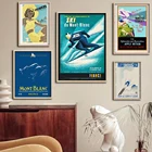 Постер Chamonix для французского лыжного спорта, винтажный постер для путешествий, постер для спальни, домашний декор, 1951