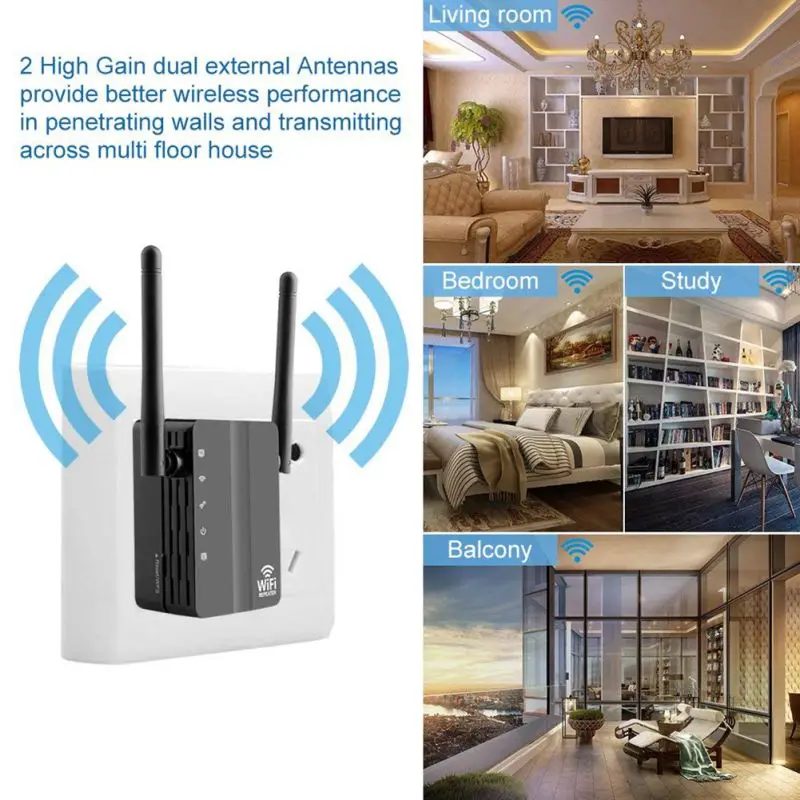

WIFI Repeater With High Gain Dual External Antenna WIFI Extension WiFi Booster 300 Mbps WiFi Range Expander