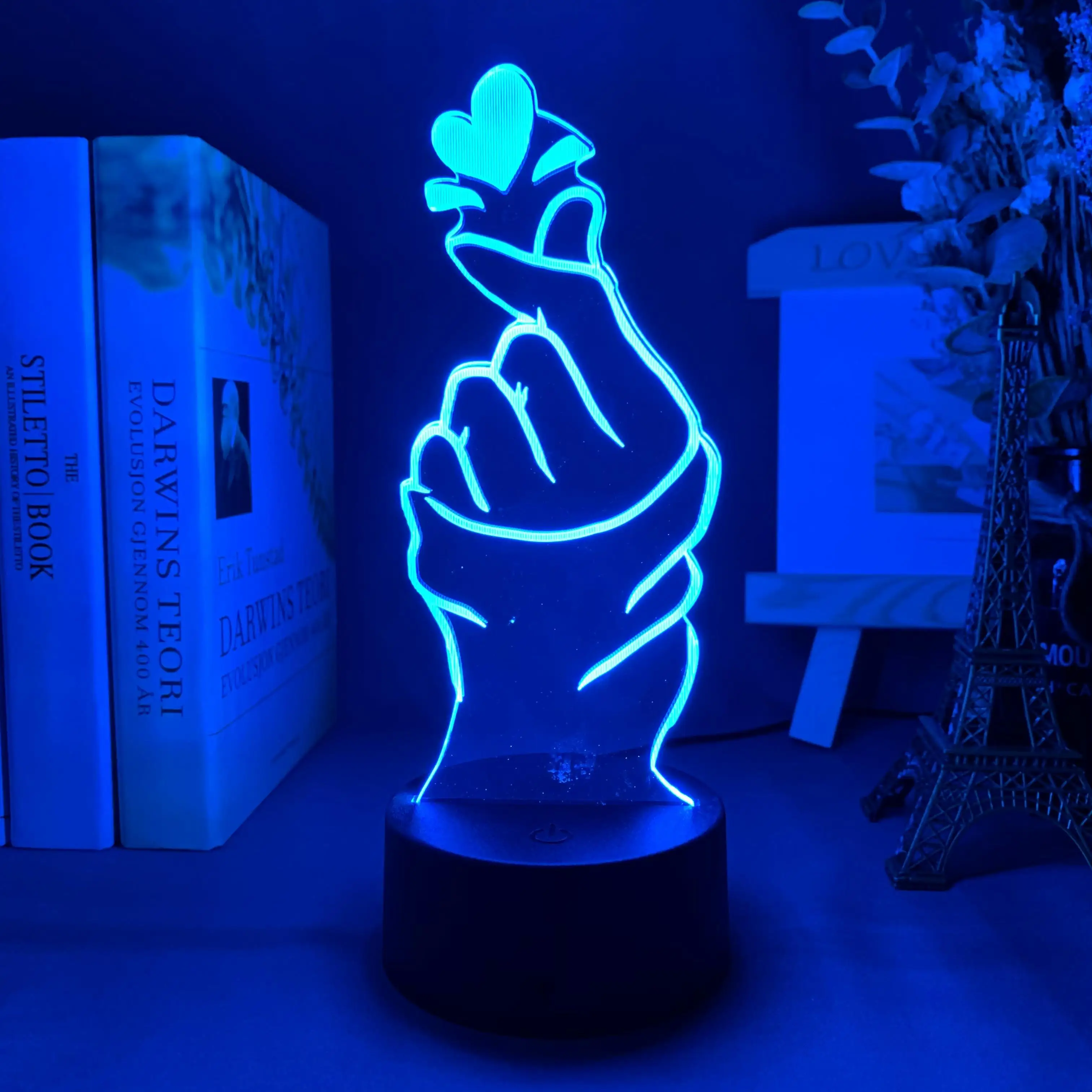 

Светодиодный ночсветильник в виде сердца на палец для украшения дома, меняющий цвет, сенсорный ночсветильник с сенсорным управлением, крут...