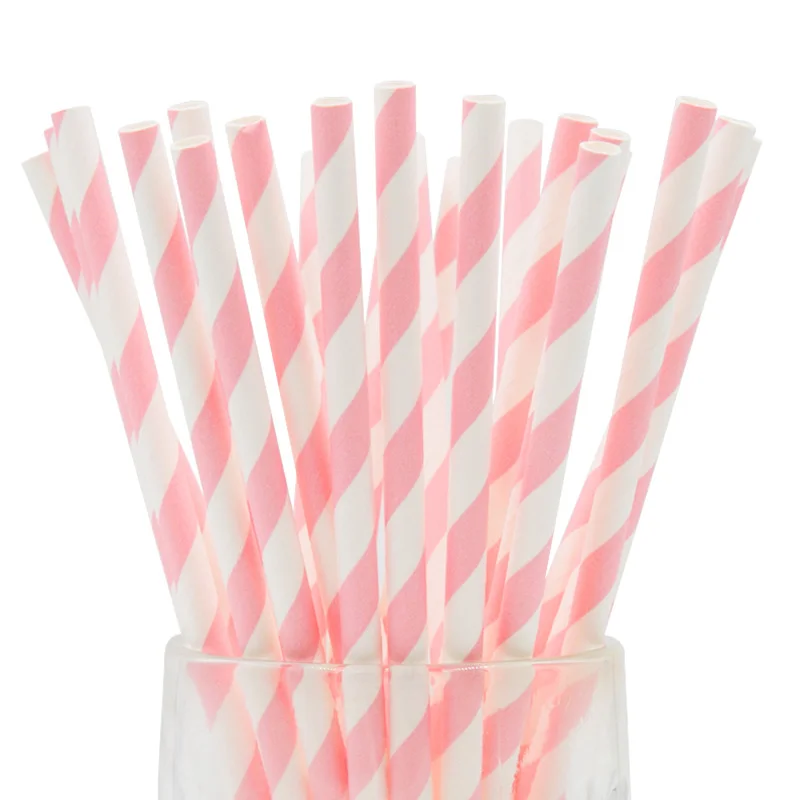 25 Pcs Colors Disposable Paper Dot Striped Wave Straws Party DIY For Baby Shower Baptism Birthday Wedding Purple Pink Decor | Дом и сад