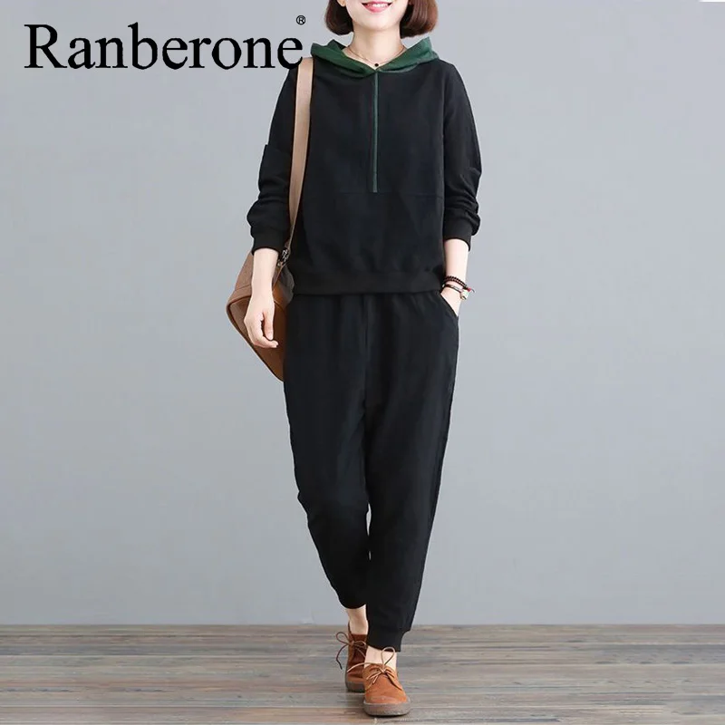 Autumn Winter Tracksuit Two Piece Set Women's Hooded Sweatshirt And Pants 2PCS Outfits Female Casual Woman Jogger Sport Suit