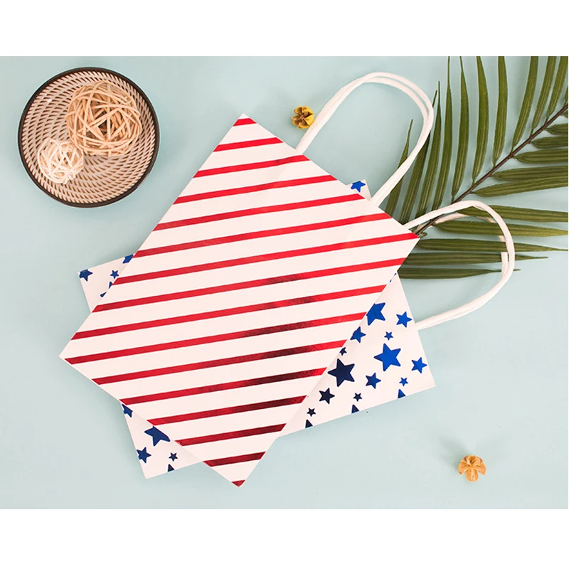 Подарочный пакет в полоску со звездами 10 шт./лот бумажные пакеты для подарков на