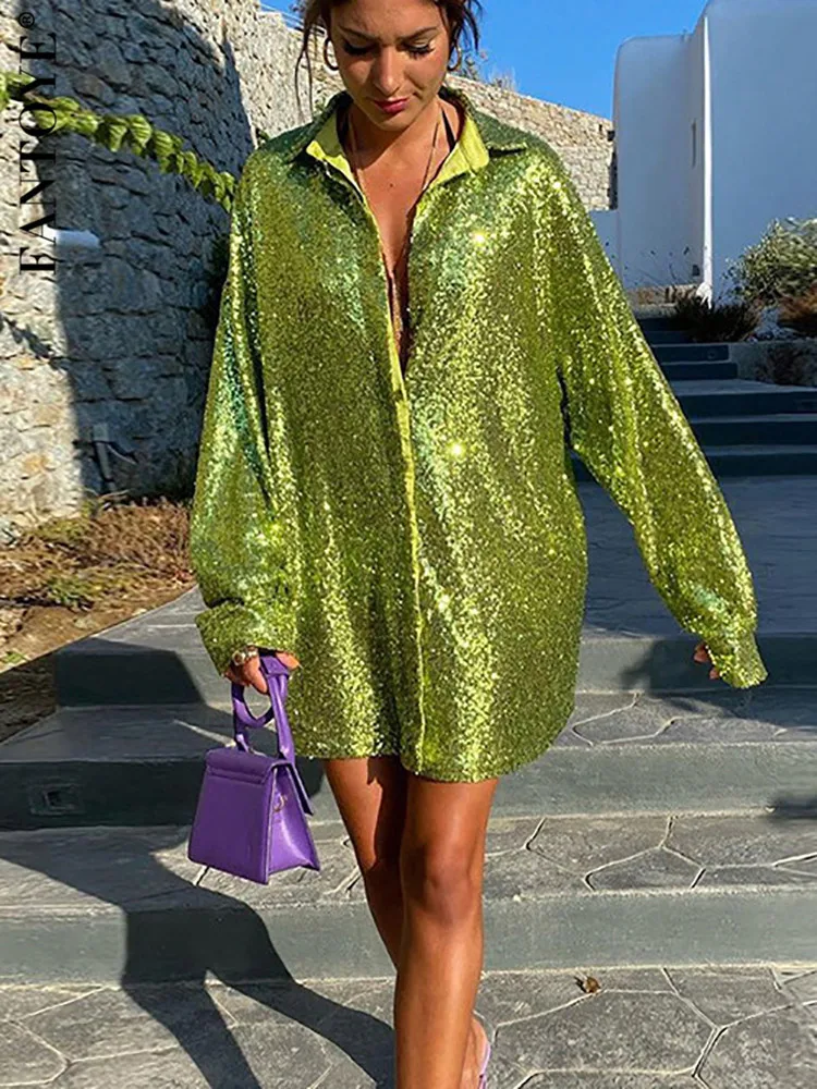 

Fantoye Turn-down Collar Bright Silk Women Blouses Red Long Sleeve Elegant Loose Blouses Women Spring Fashion Casual Streetwear