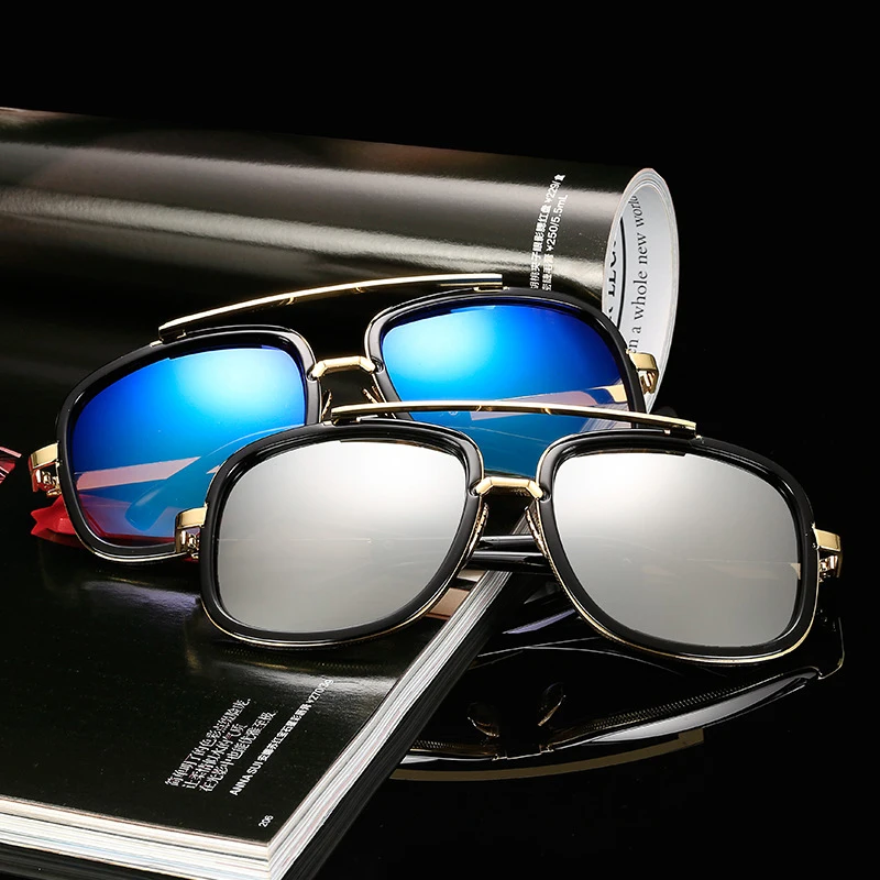 2020 Модные солнцезащитные очки в большой оправе Мужские квадратные модные для