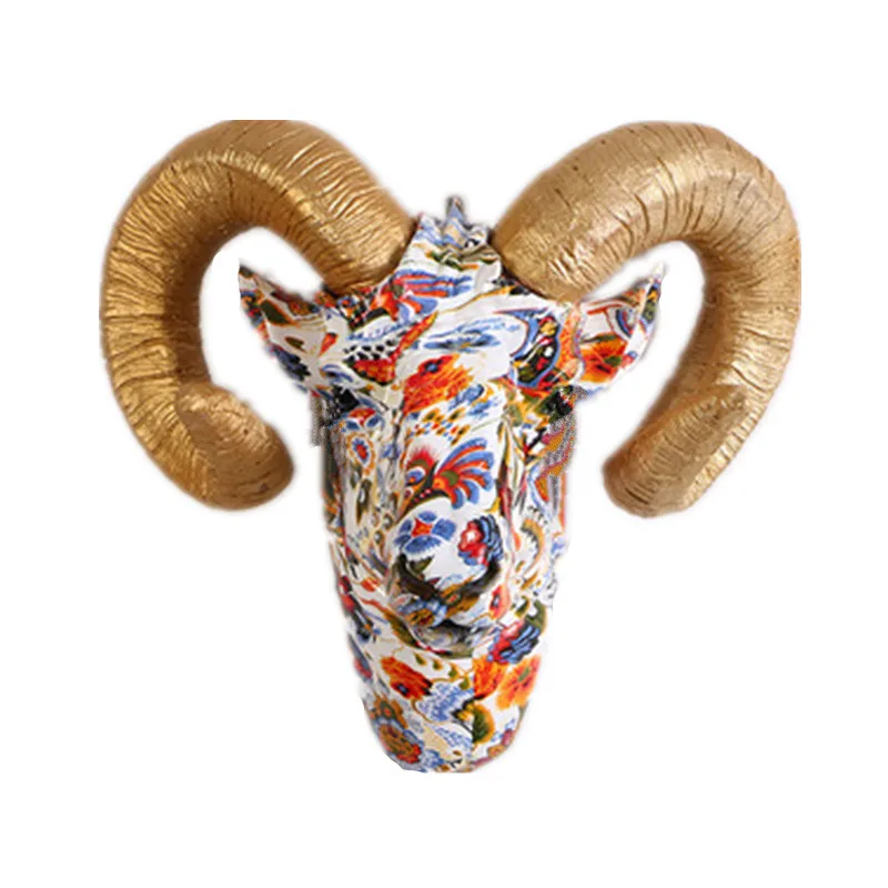 

AMERICAN SIMULATION THICK ANGLE SHEEPS HEAD RESIN WALL HANGINGS CREATIVE LIVING ROOM TELEVISION BACKGROUND WALL ORNAMENTS X893