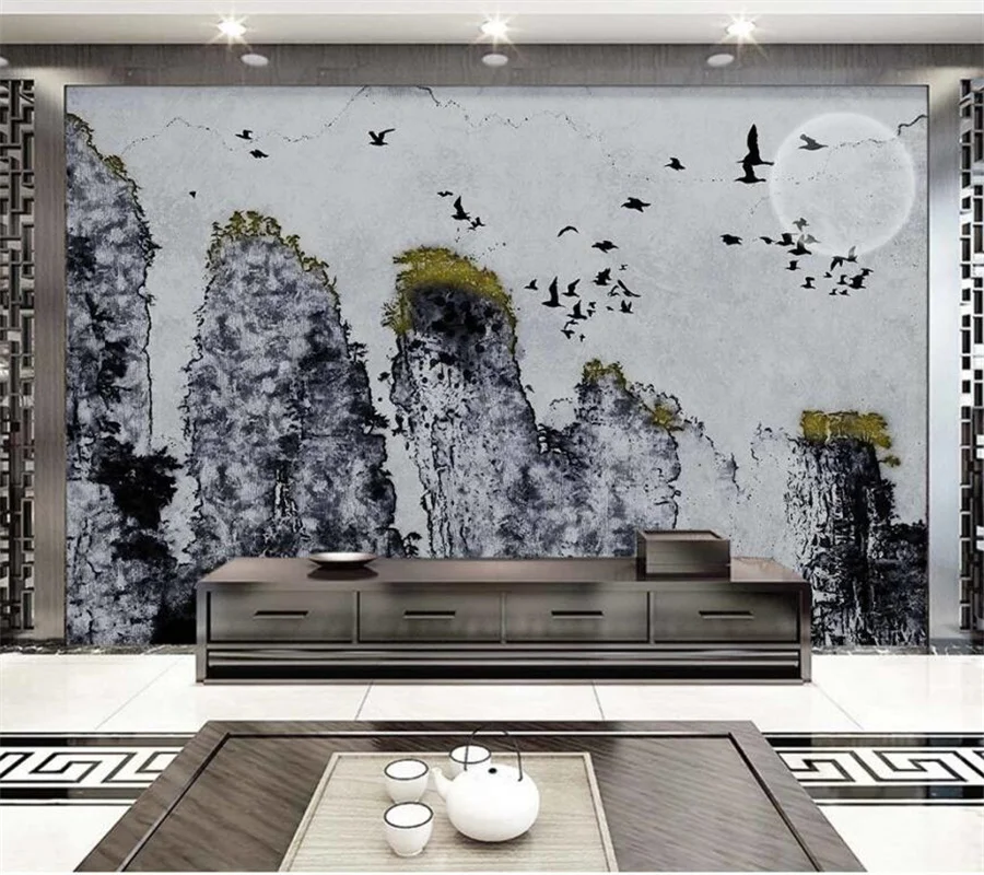 

beibehang Customized large murals new Chinese artistic conception abstract ink landscape living room background wallpaper