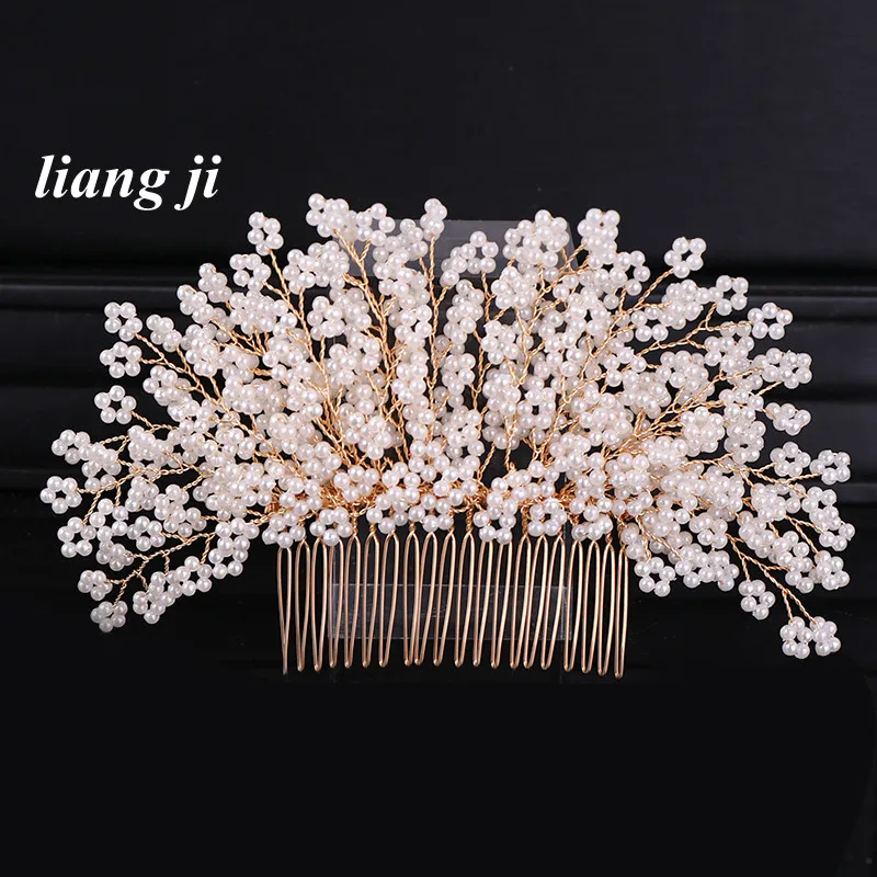 

Bride Crown Luxury And high-end tuck comb Totally Hand-made Hairpin Head Band Bride Headdress Simulated Pearl Hair Accessories
