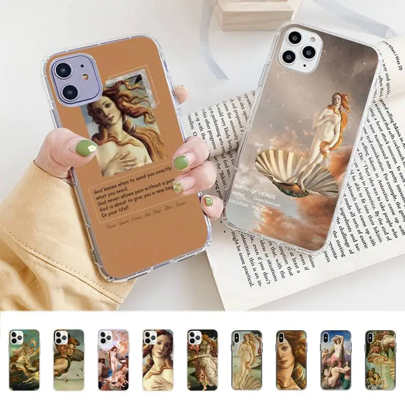 

Art Painting The Birth Of Venus Phone Case for iphone 13 8 7 6 6S Plus X 5S SE 2020 XR 11 12 pro XS MAX
