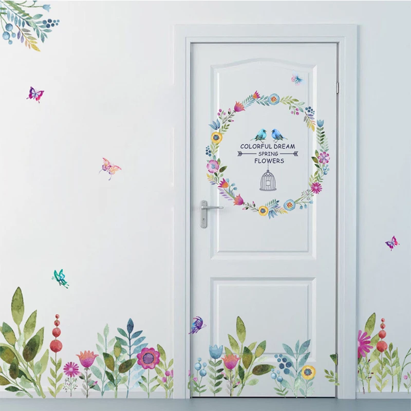 DIY виниловые цветы наклейки на стену садовое растение птичья клетка плакаты окно