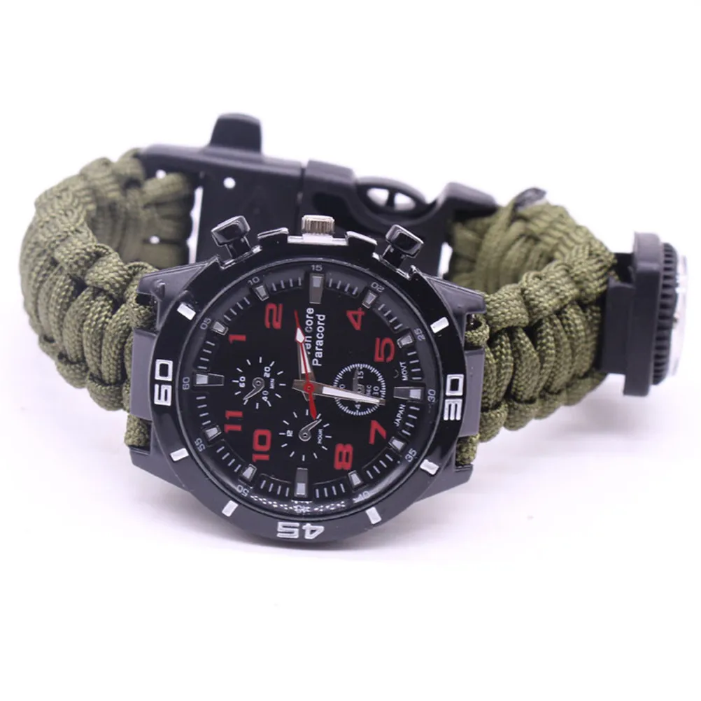 army green Открытый Многофункциональный наручные часы Браслет свисток Компас Мода выживания кемпинг спасательная Веревка Плетеный Браслет - Цвет: army green