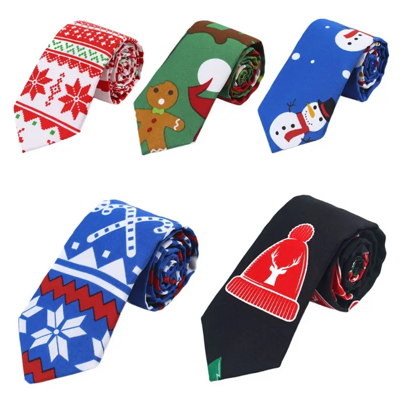 

Men Women Christmas Neckties Novelty Cute Snowmen Hat Printed Holiday Party