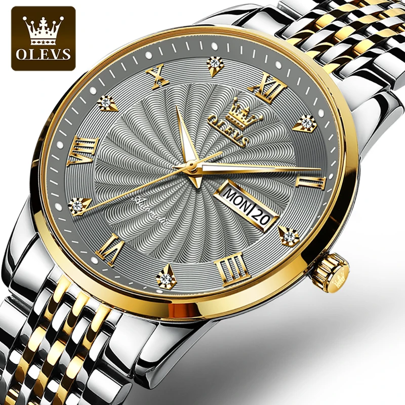 OLEVS Top Brand Luxury Automatic Watch Men Mechanical Wristwatch Stainless Steel Waterproof Watches For Men Relogio Masculino