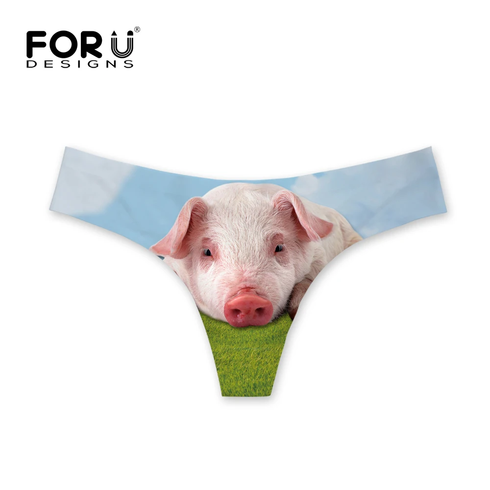 

FORUDESIGNS милое женское сексуальное треугольное нижнее белье с животными из свиньи, бикини, интимные женские трусики без вязки для девочек, бол...