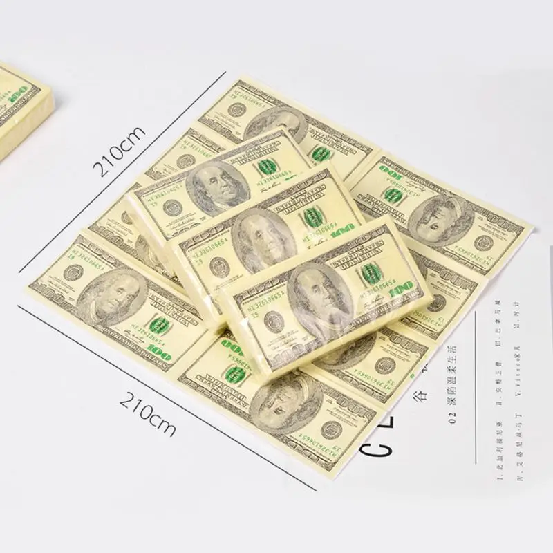 

10 Sheets/Pack Funny Dollar Pattern Tissue Paper Disposable Towel Pure Wood Portable Money Napkin Handkerchief Party C1FF