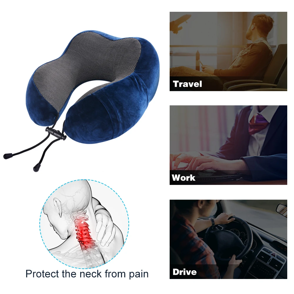 U образная подушка для путешествий Memory Foam Шея с медленным восстановлением формы и