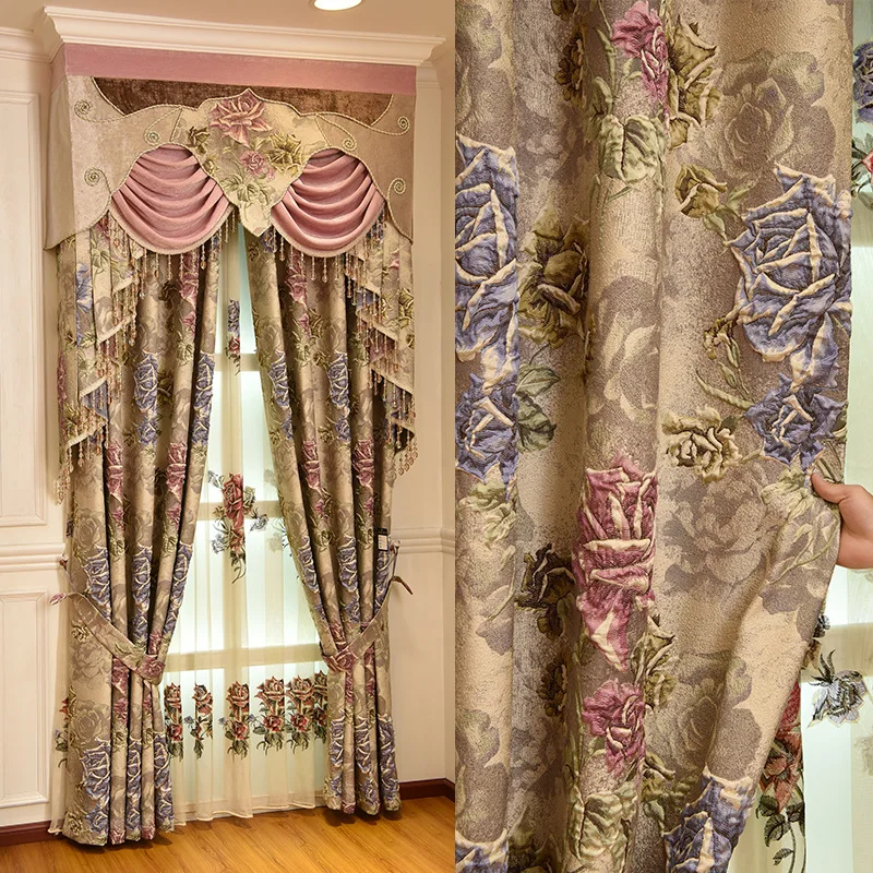Элегантный 4 D жаккардовый занавес s для гостиной окна Тюль Роскошные элегантные