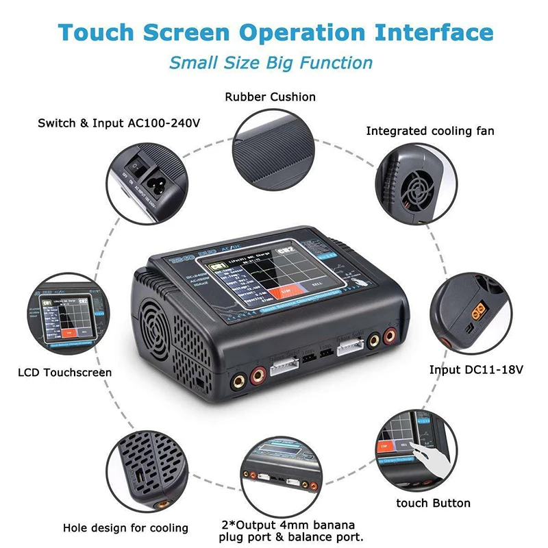 

T240 RC Lipo Battery Charger Touchs Screen Dual Channel Balance Charger Discharger GDeals