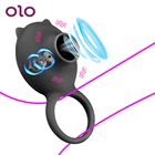 Кольцо для пениса OLO, вибровращающийся Массажер для орального массажа точки G, лижущий язык, кольцо для Вагины и клитора, 3-скоростные секс-игрушки для мужчин