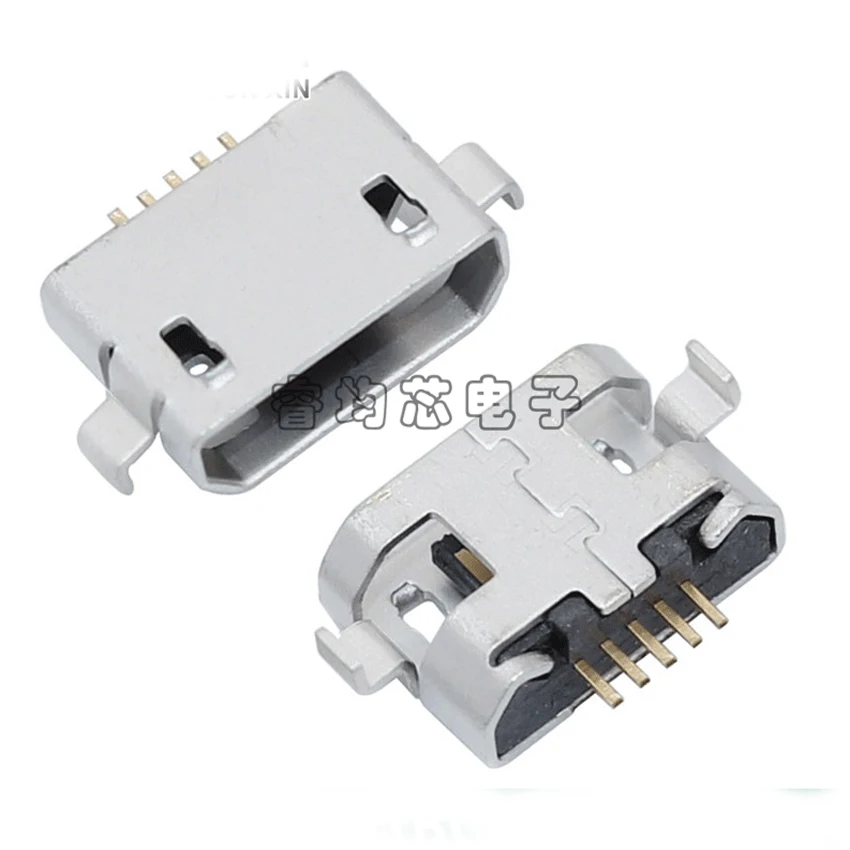 

100PCS/Lot Micro USB Female Jack/Socket connector Sinking Plate 1.0mm Flat Mouth