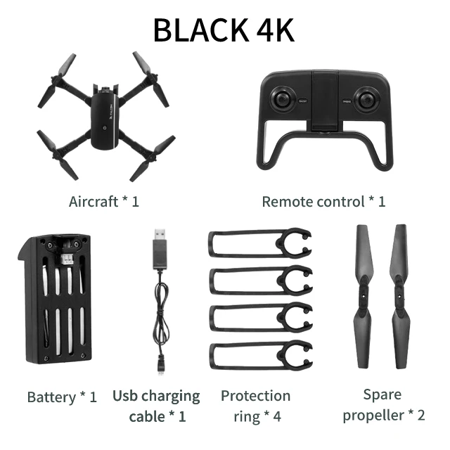 4K Black 1808 Wifi FPV RC Дрон с 4K HD Двойная камера Вертолет Оптический поток Квадрокоптер Профессиональный селфи Дрон Vs SG106 Visuo XS816 - Цвет: 4K Black
