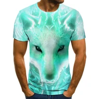 2021 animal wolf pattern 3d printing mens tshirt retro mysterious striped t shirts plus size fashion outdoor casual men t shirt