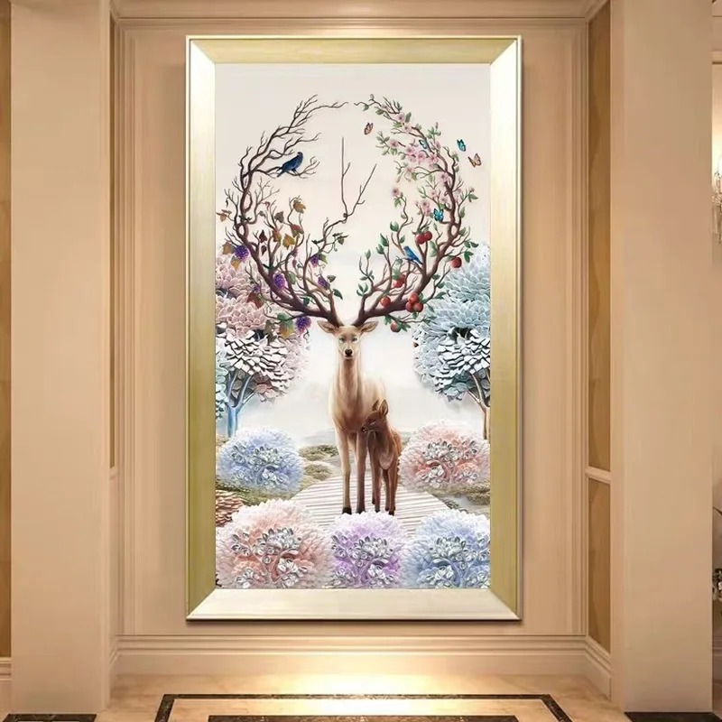 DIY 3D Алмазная живопись олень 5D мозаика полная круглая вышивка цветное животное