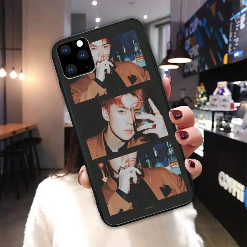 

KPOP SEHUN CHANYEOL EXO Black Silicone Cover Case For Iphone Se 2020 6 6s 7 8 Plus X Xs Max Xr 11 12 Pro Max Funda