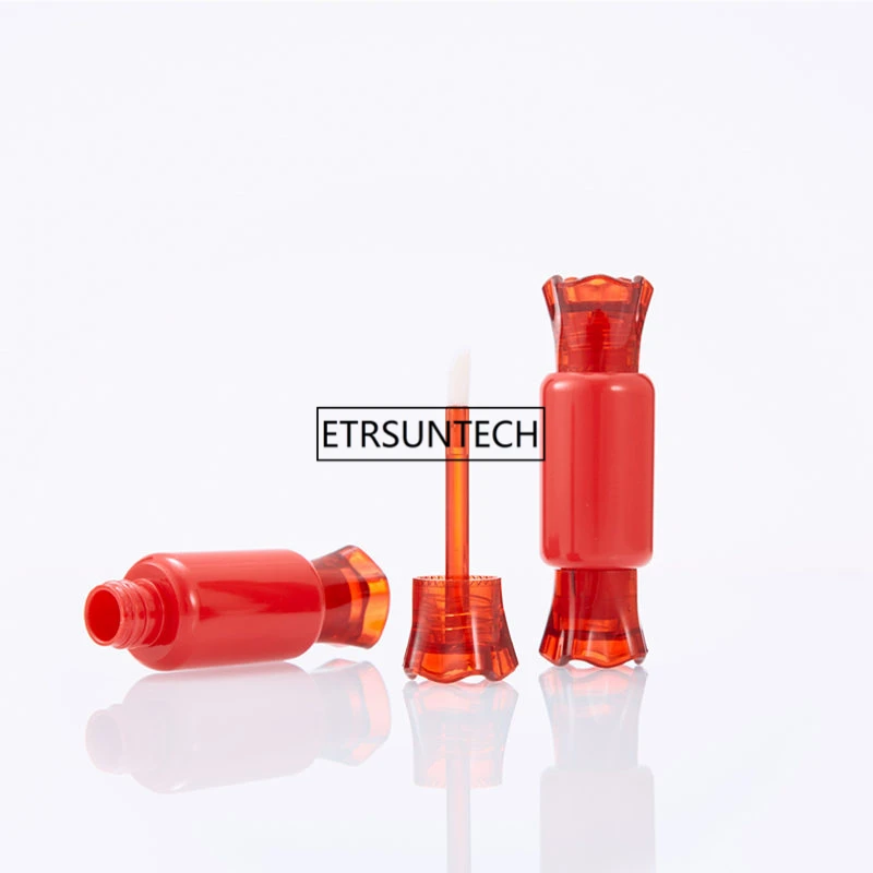 8ml Empty Clear Red Pink Gloss Tubes With Brush Plastic Cute Candy Shape Lip Cosmetic Sample Containers F20171401 | Красота и