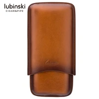 lubinski new produce 3 cigars real leather cigar case travel holder